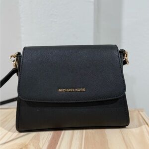 Michael Kors Black Crossbody Bag with Gold Accents